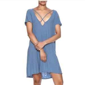 Michelle By Comune Small Teviston Cross Front T-shirt Dress in Riviera Blue